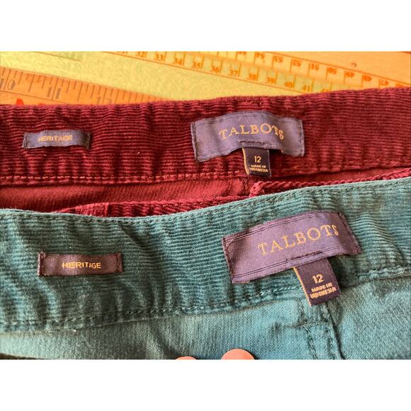 Lot of 2 Talbots Womens 12 Straight Corduroy Pant Classic Heritage Pocket Cords - Picture 9 of 13